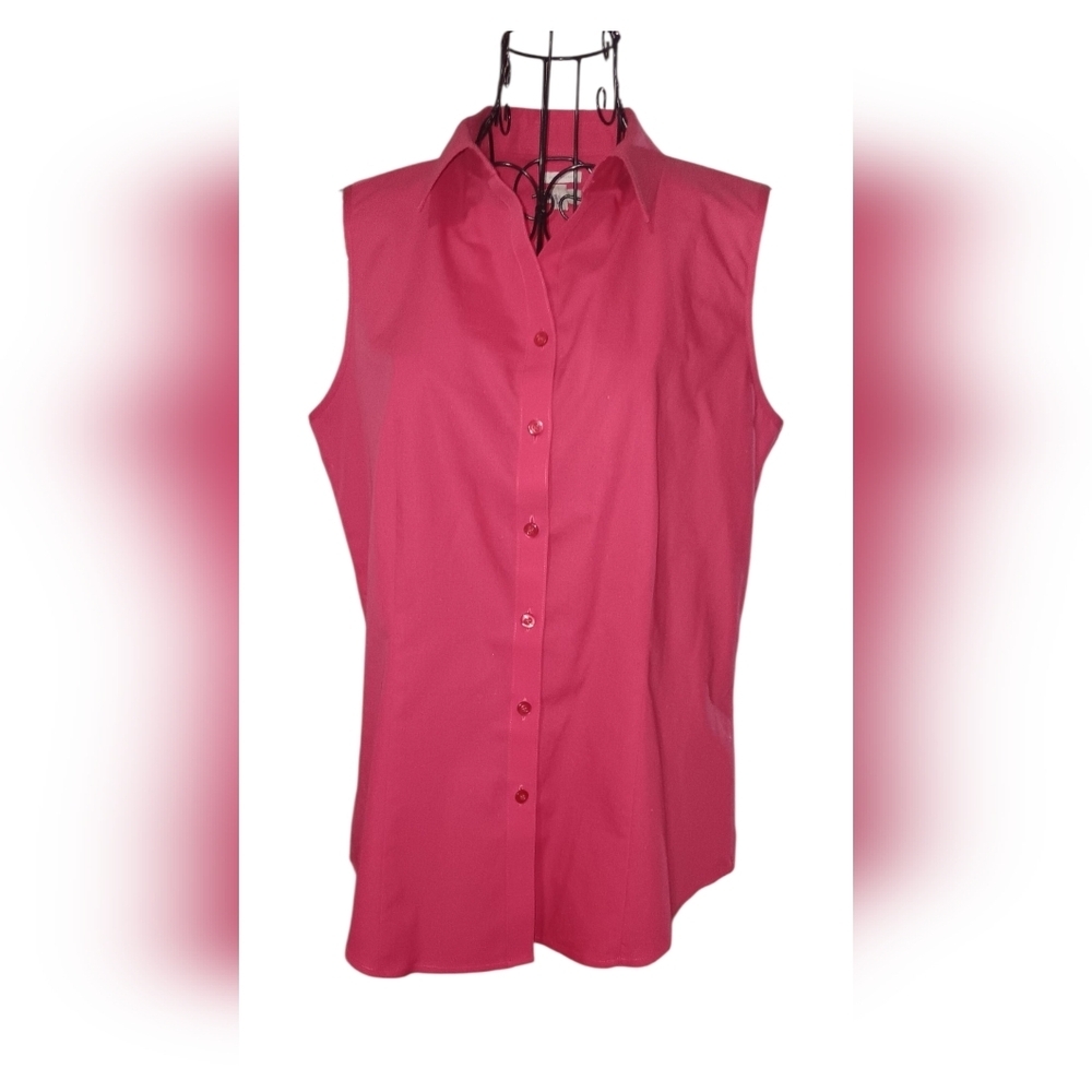 Sleeveless Pink Button-Up Top